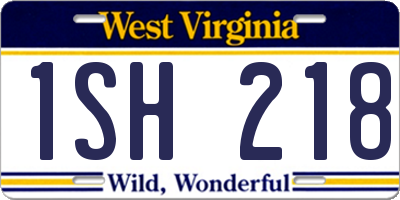 WV license plate 1SH218