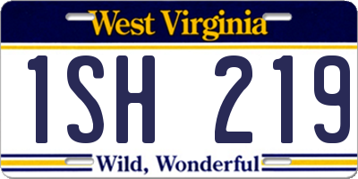 WV license plate 1SH219