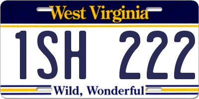 WV license plate 1SH222