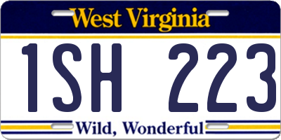 WV license plate 1SH223