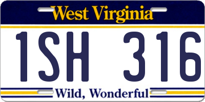 WV license plate 1SH316