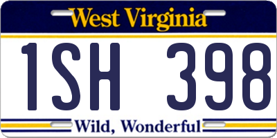 WV license plate 1SH398