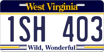 WV license plate 1SH403