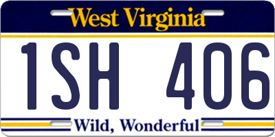 WV license plate 1SH406