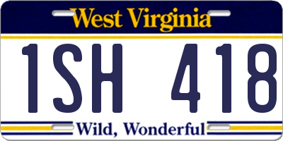 WV license plate 1SH418
