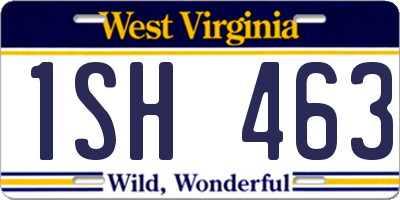 WV license plate 1SH463