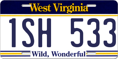 WV license plate 1SH533