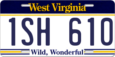 WV license plate 1SH610