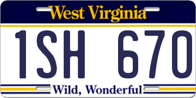 WV license plate 1SH670