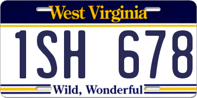 WV license plate 1SH678
