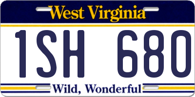 WV license plate 1SH680