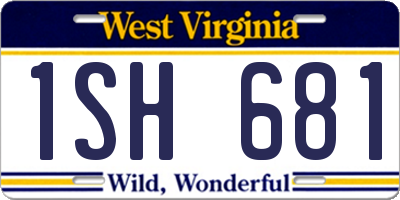 WV license plate 1SH681