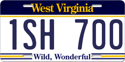 WV license plate 1SH700
