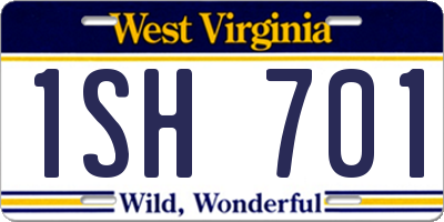 WV license plate 1SH701