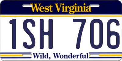 WV license plate 1SH706