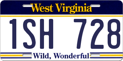 WV license plate 1SH728