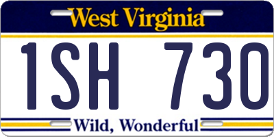 WV license plate 1SH730