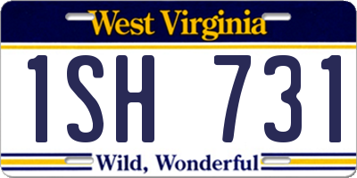 WV license plate 1SH731