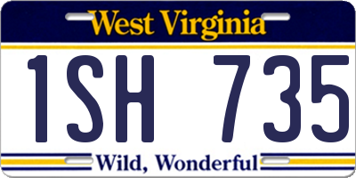 WV license plate 1SH735