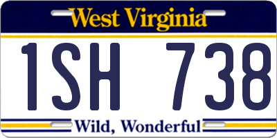 WV license plate 1SH738