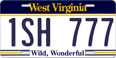 WV license plate 1SH777