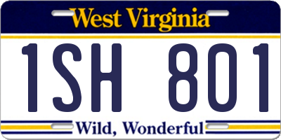 WV license plate 1SH801