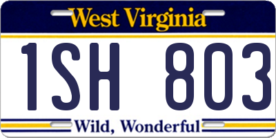 WV license plate 1SH803