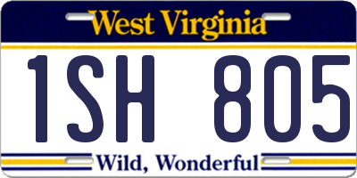 WV license plate 1SH805