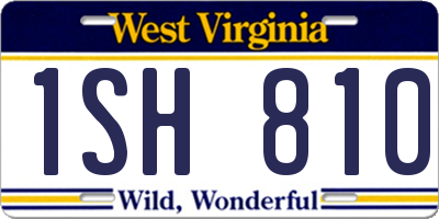 WV license plate 1SH810