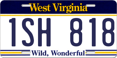 WV license plate 1SH818