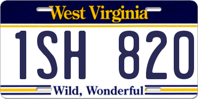 WV license plate 1SH820