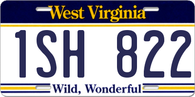 WV license plate 1SH822