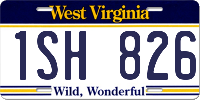 WV license plate 1SH826
