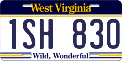 WV license plate 1SH830