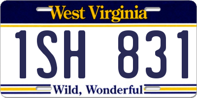 WV license plate 1SH831