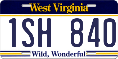 WV license plate 1SH840