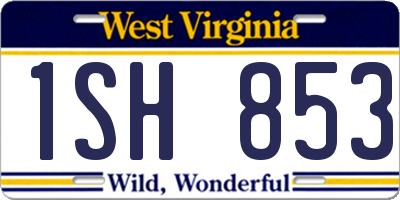 WV license plate 1SH853