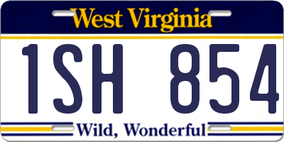 WV license plate 1SH854