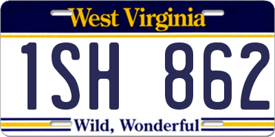 WV license plate 1SH862