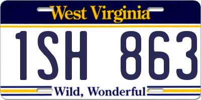 WV license plate 1SH863