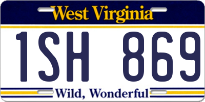 WV license plate 1SH869