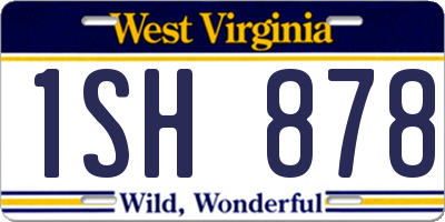 WV license plate 1SH878