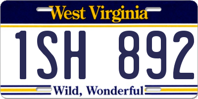 WV license plate 1SH892