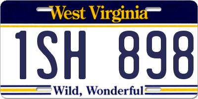 WV license plate 1SH898