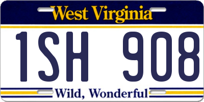 WV license plate 1SH908