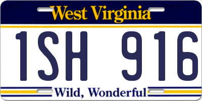 WV license plate 1SH916