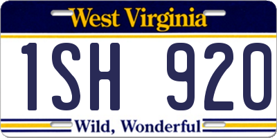 WV license plate 1SH920