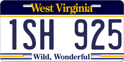 WV license plate 1SH925