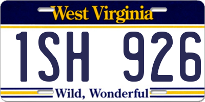 WV license plate 1SH926