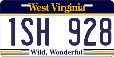 WV license plate 1SH928